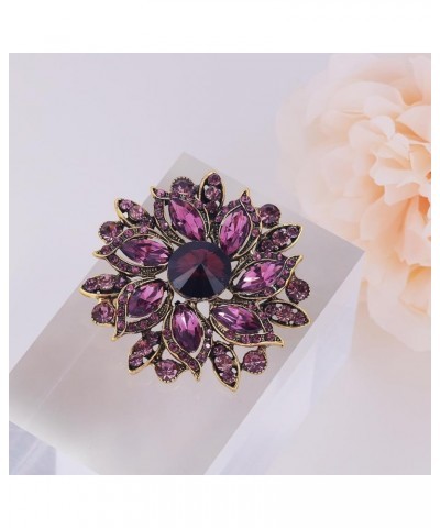 Vintage Women's Austrian Crystal Elegant Flower Brooch Wedding Broach Pin purple-smaller $8.84 Brooches & Pins