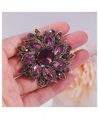 Vintage Women's Austrian Crystal Elegant Flower Brooch Wedding Broach Pin purple-smaller $8.84 Brooches & Pins