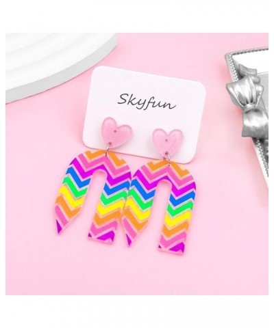 2023 Back to School Pencil Shaped Teacher Earrings for Women Girls Lightweight Acrylic Heart Striped Pencil Earrings for Teac...