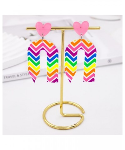 2023 Back to School Pencil Shaped Teacher Earrings for Women Girls Lightweight Acrylic Heart Striped Pencil Earrings for Teac...