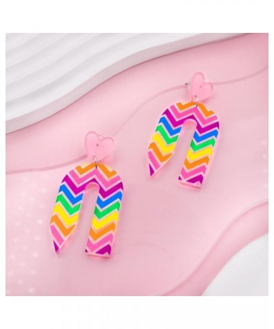 2023 Back to School Pencil Shaped Teacher Earrings for Women Girls Lightweight Acrylic Heart Striped Pencil Earrings for Teac...