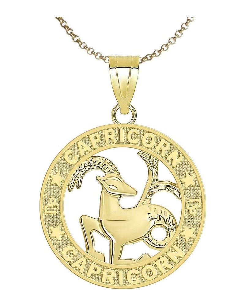 14k Yellow Gold Zodiac Sun Sign Symbol Pendant With Chain 16.0 Inches Capricorn $117.59 Necklaces