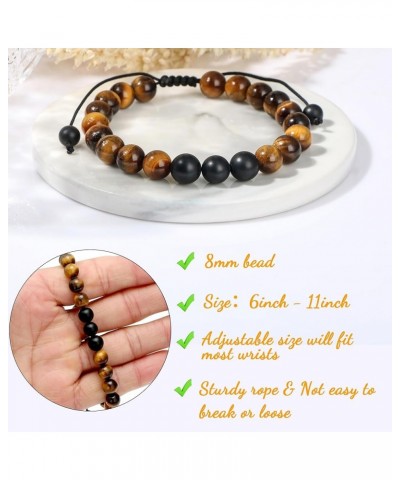 To My Man Mens Bead Bracelet for Boyfriend Husband, Adjustable 8mm Mens Tiger Eye Black Matte Agate Bead Bracelets Awesome Gi...