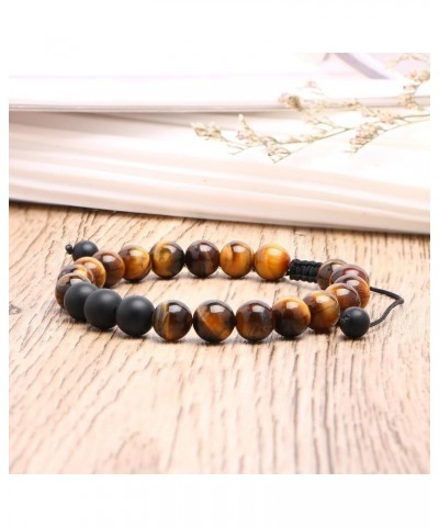 To My Man Mens Bead Bracelet for Boyfriend Husband, Adjustable 8mm Mens Tiger Eye Black Matte Agate Bead Bracelets Awesome Gi...