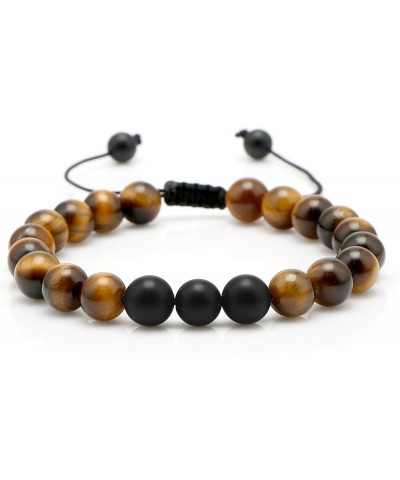 To My Man Mens Bead Bracelet for Boyfriend Husband, Adjustable 8mm Mens Tiger Eye Black Matte Agate Bead Bracelets Awesome Gi...