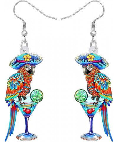 Cute Acrylic Macaw Parrot Earrings Dangle Charms Jimmy Buffett Accessories for Women Girls Summer Animals Jewelry Gifts Hawai...