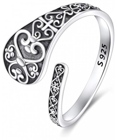 Spoon Ring Sterling Silver Cross Ring Vintage Thumb Rings Adjustable Ring Jewelry Gifts for Women Men Cross Spoon Ring $18.23...