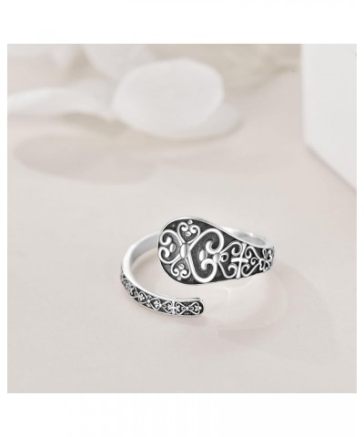 Spoon Ring Sterling Silver Cross Ring Vintage Thumb Rings Adjustable Ring Jewelry Gifts for Women Men Cross Spoon Ring $18.23...