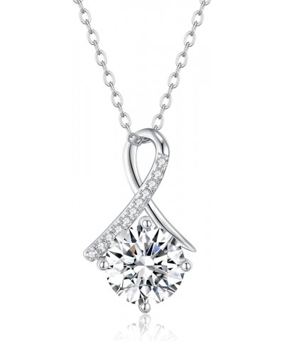 2CT Moissanite Pendant Necklace 18K White Gold Plated Silver D Color Ideal Cut Diamond Necklace for Women with Certificate of...