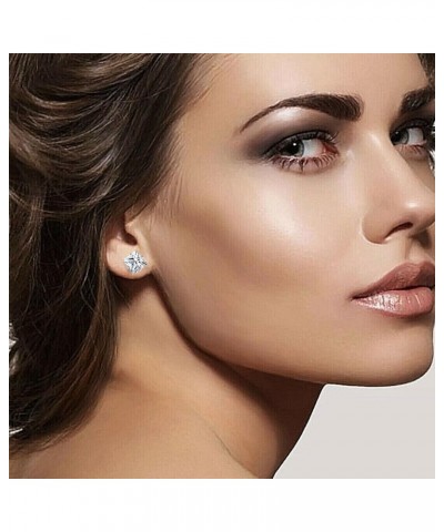 6 Pairs Diamond Stud Earrings for Women, Round Cubic Zirconia Earring Studs Silver Gold Hypoallergenic Stud Earrings Set 3-8m...