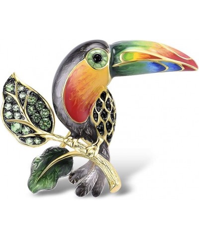 925 Sterling Silver Enamel Pin Brooch for Women Toucan $26.51 Brooches & Pins