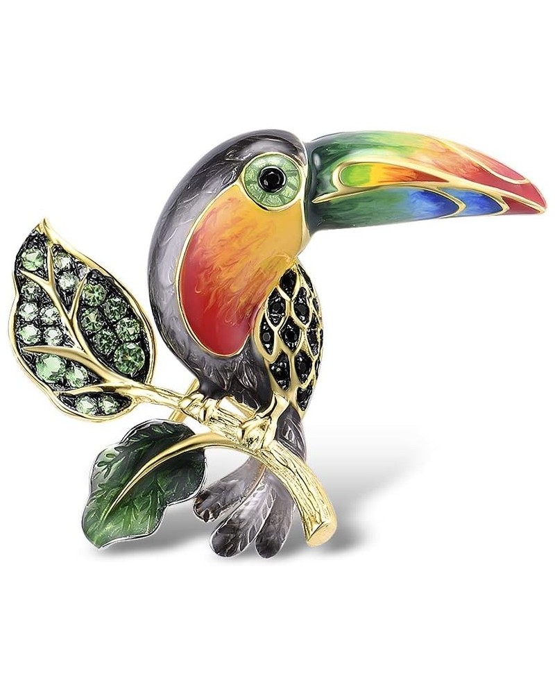 925 Sterling Silver Enamel Pin Brooch for Women Toucan $26.51 Brooches & Pins