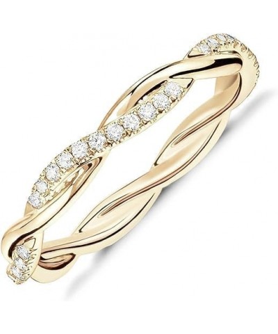 14K Gold Plated Cubic Zirconia Twisted Rope Eternity Band for Women 6 Gold $10.61 Rings