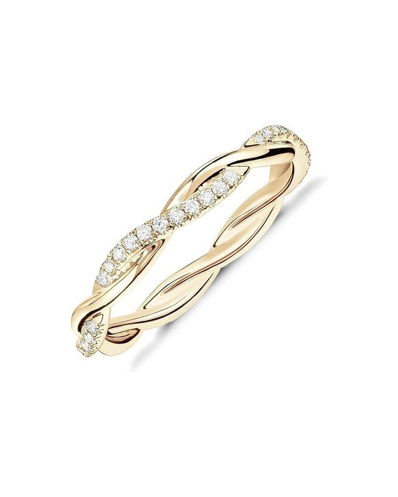 14K Gold Plated Cubic Zirconia Twisted Rope Eternity Band for Women 6 Gold $10.61 Rings