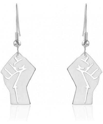 Fashion Clenched Fist Earrings Personality Symbolizes Unity and Support Dangle Earrings Jewelry silver $11.26 Earrings