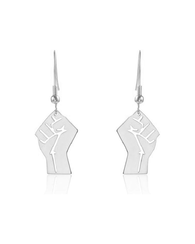 Fashion Clenched Fist Earrings Personality Symbolizes Unity and Support Dangle Earrings Jewelry silver $11.26 Earrings