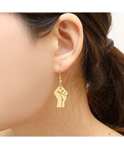 Fashion Clenched Fist Earrings Personality Symbolizes Unity and Support Dangle Earrings Jewelry silver $11.26 Earrings