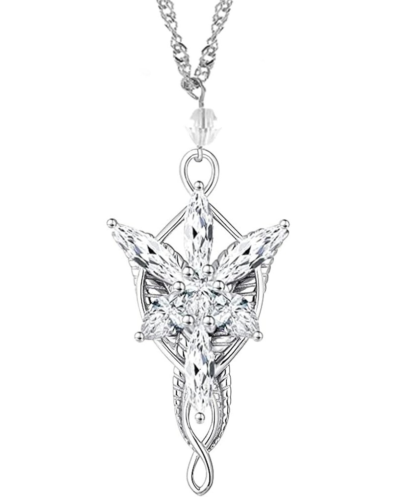 The Lord of the Rings Lady Arwen Evenstar Inspired Collectible Plated Pendant with 20-Inch Chain Necklace Silver $7.22 Necklaces