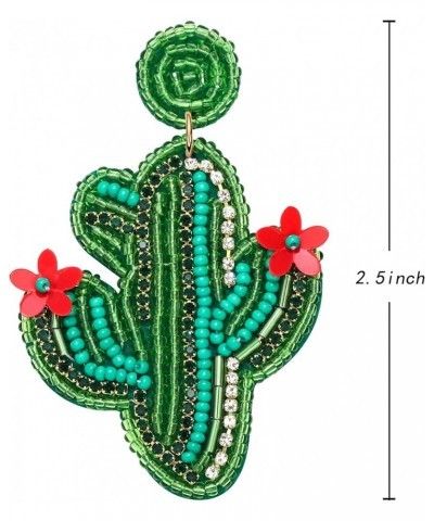 Beade Dangle Earring Pineapple Cactus Earring Bohemian Fruit Beaded Drop Earrings for Women Girls Cactus Style $6.83 Earrings