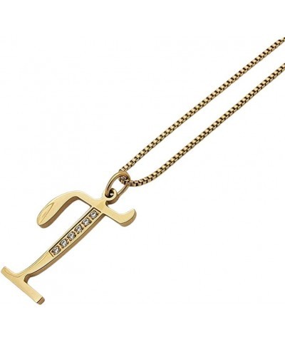 Stainless Steel Waterproof Cubic Zircon Accent Initial A-Z Letter Name Pendant Necklace for Women, Girls T Gold $9.89 Necklaces