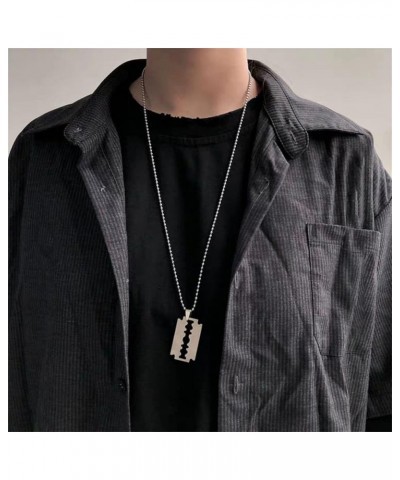 Punk Rock Razor Necklace for Men Statement Stainless Steel Razor Blade Tag Pendant Fashion Wheat Chain Necklace Personalized ...