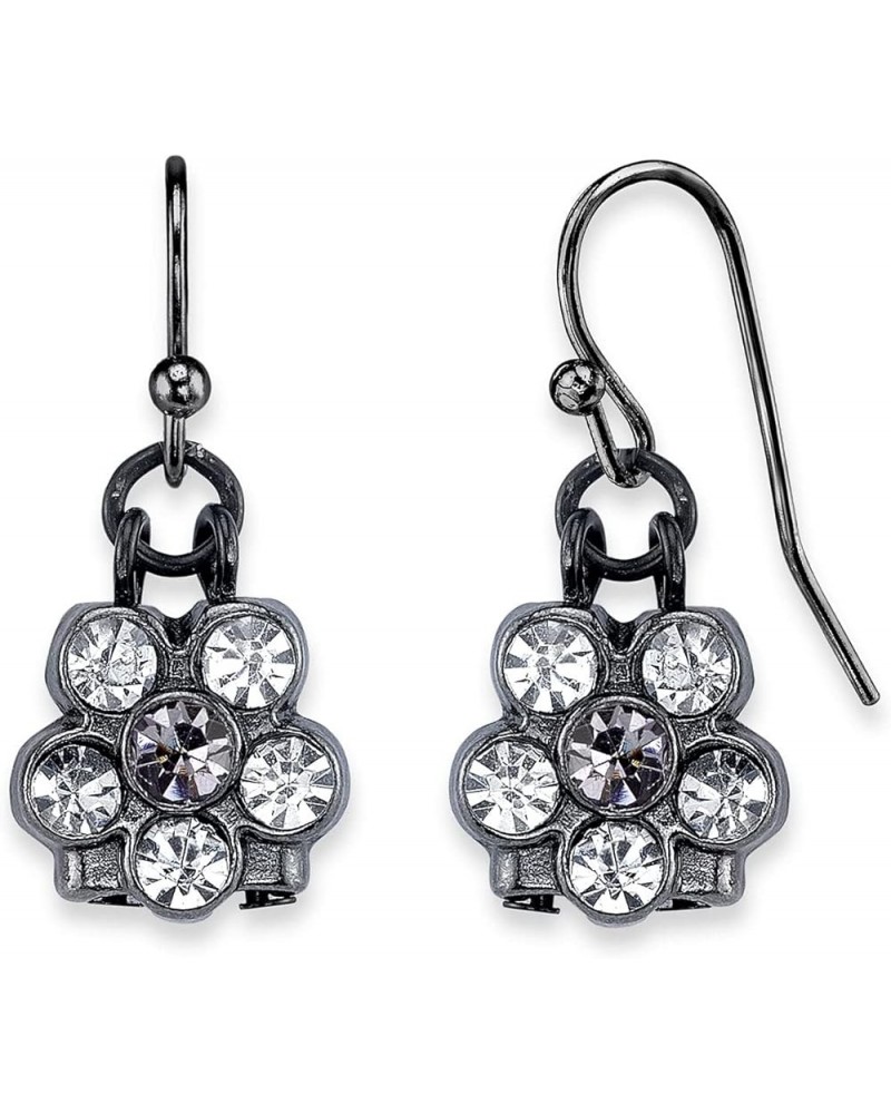 1928 Jewelry Petite Flower Drop Earrings Black $11.45 Earrings