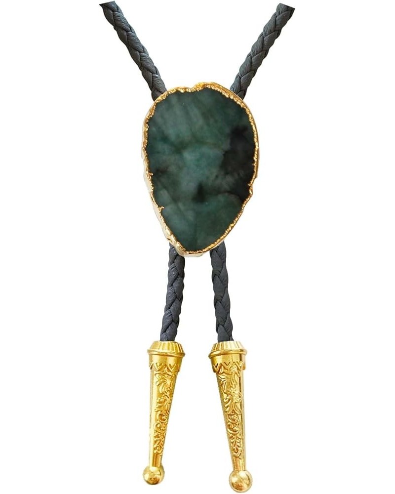 Women's Silver Created Western Bolo Tie Pink Aqua Terra Jasper Gemstone Choker Necklace Grey Cord, Emerald $12.45 Necklaces