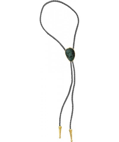 Women's Silver Created Western Bolo Tie Pink Aqua Terra Jasper Gemstone Choker Necklace Grey Cord, Emerald $12.45 Necklaces