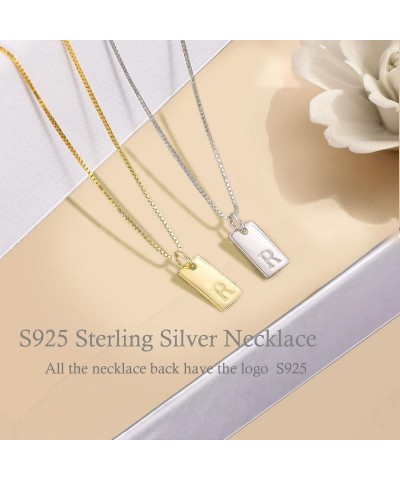 S925 Sterling Silver Initial Necklaces for Women 14K Gold Plated Dainty Letter Name Necklace Personalized Tag Necklace for Wo...