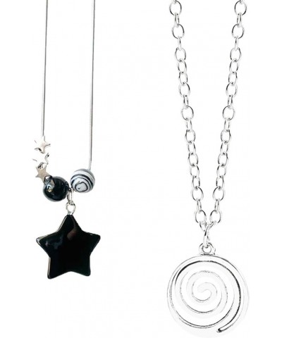 2Pcs Y2k Star Necklaces Set for Women Y2k Accessories Swirl Necklace Y2k Necklace for Women Grunge Necklace for Women Gothic ...