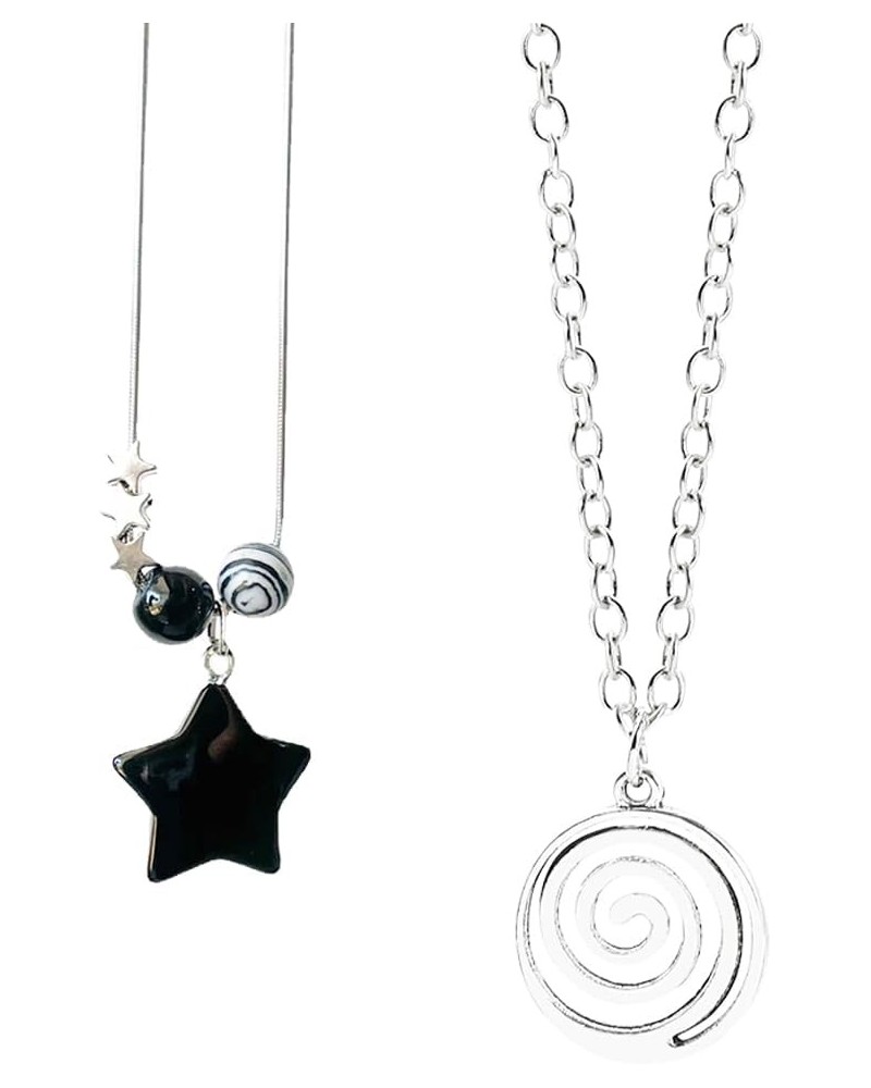 2Pcs Y2k Star Necklaces Set for Women Y2k Accessories Swirl Necklace Y2k Necklace for Women Grunge Necklace for Women Gothic ...