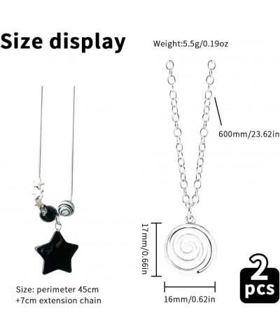 2Pcs Y2k Star Necklaces Set for Women Y2k Accessories Swirl Necklace Y2k Necklace for Women Grunge Necklace for Women Gothic ...