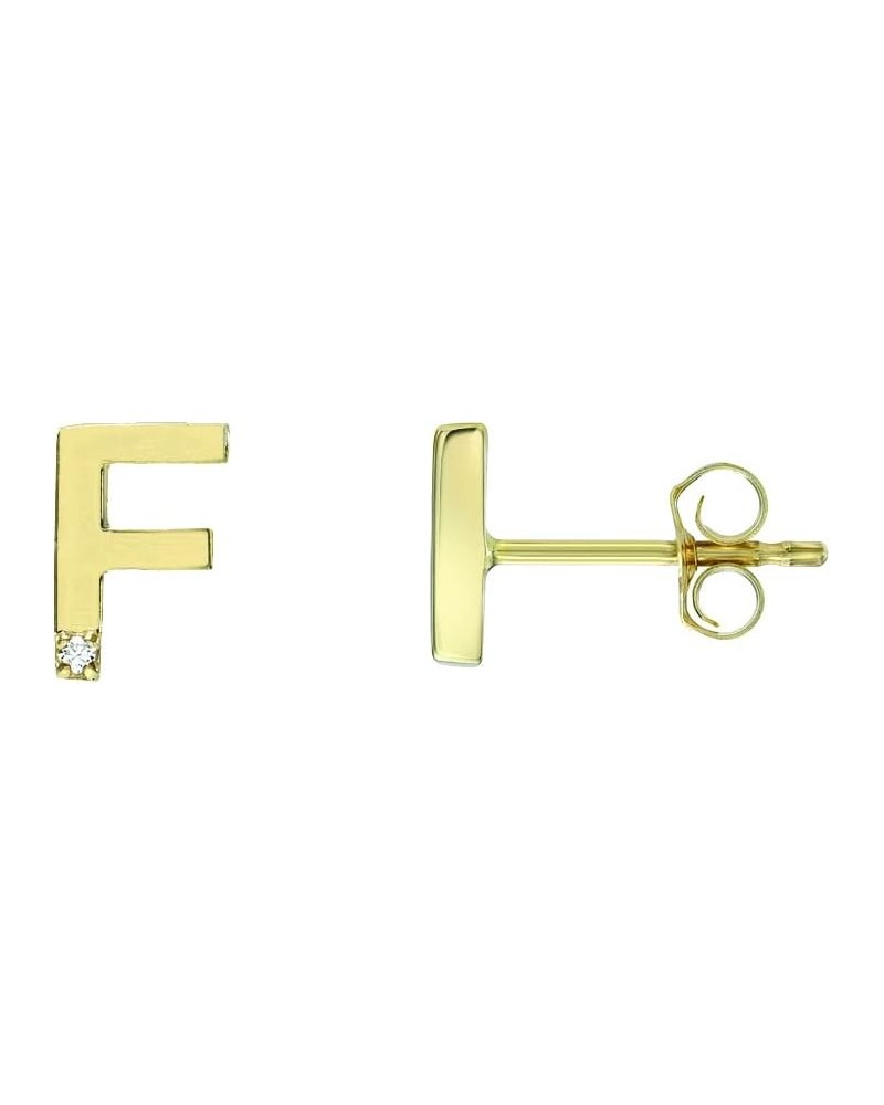 14K Yellow Gold and 0.005 ct SI 2-1 GH Diamond Initial Letter Stud Earring F $36.27 Earrings