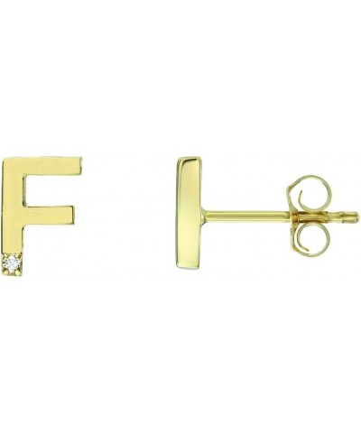 14K Yellow Gold and 0.005 ct SI 2-1 GH Diamond Initial Letter Stud Earring F $36.27 Earrings