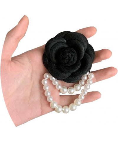 Vintage Wool Camellia Flower Pearl Tassel Brooches Pin Bracelet,Hairpin Headpieces Brooch Shawl Pins Wedding Party Gift Daint...