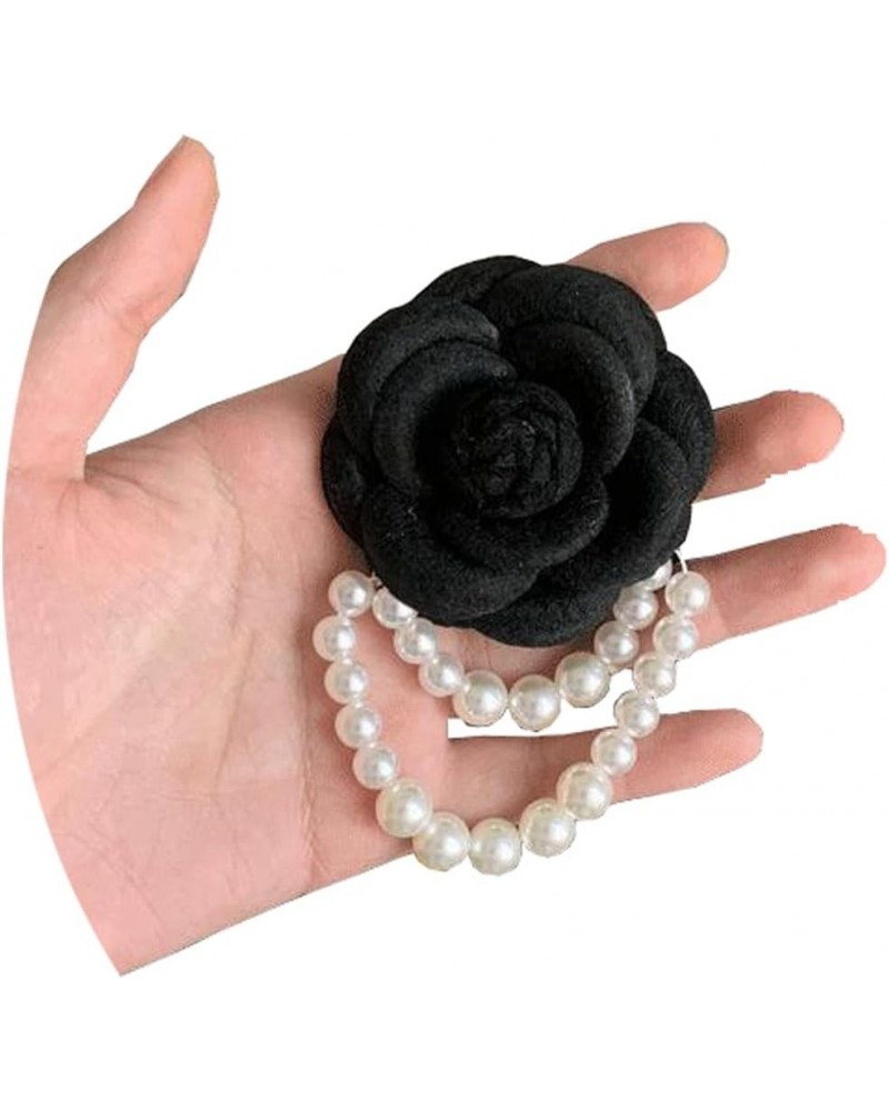 Vintage Wool Camellia Flower Pearl Tassel Brooches Pin Bracelet,Hairpin Headpieces Brooch Shawl Pins Wedding Party Gift Daint...