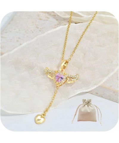 Angel Wings Necklace For Women, Y2K ???? ????? ??????? ??????? Moveable Necklaces To My Daughter Handmade Cubic Zirconia Teen...