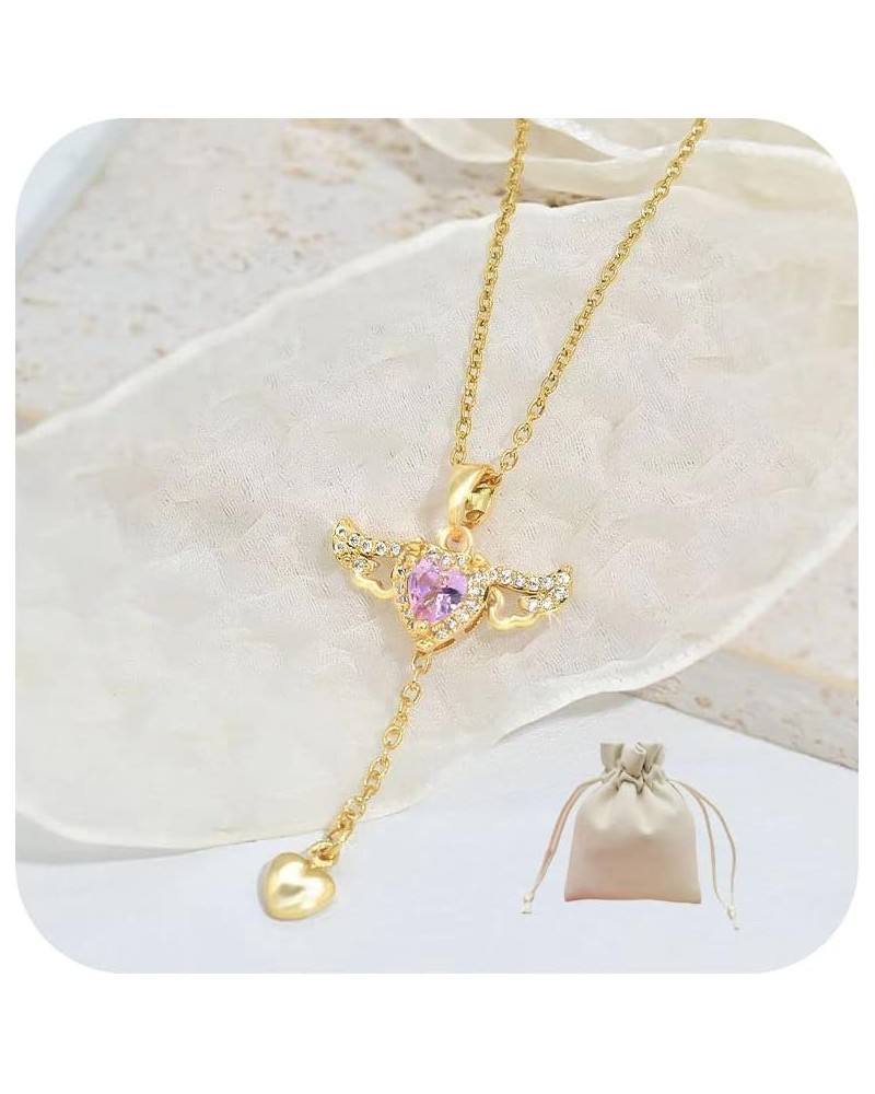 Angel Wings Necklace For Women, Y2K ???? ????? ??????? ??????? Moveable Necklaces To My Daughter Handmade Cubic Zirconia Teen...