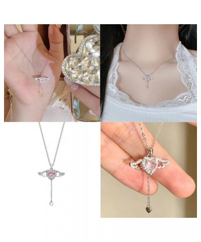 Angel Wings Necklace For Women, Y2K ???? ????? ??????? ??????? Moveable Necklaces To My Daughter Handmade Cubic Zirconia Teen...