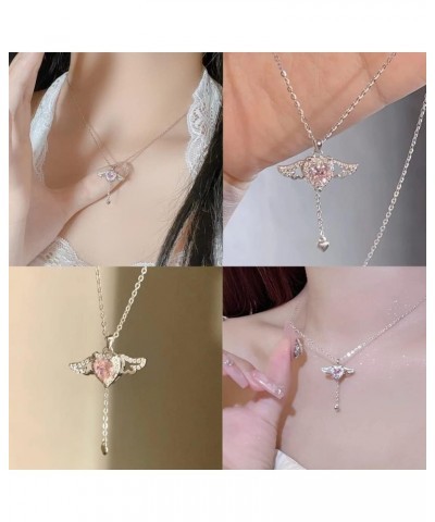 Angel Wings Necklace For Women, Y2K ???? ????? ??????? ??????? Moveable Necklaces To My Daughter Handmade Cubic Zirconia Teen...