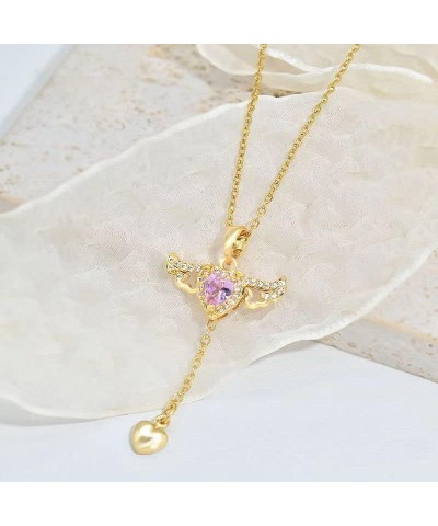 Angel Wings Necklace For Women, Y2K ???? ????? ??????? ??????? Moveable Necklaces To My Daughter Handmade Cubic Zirconia Teen...