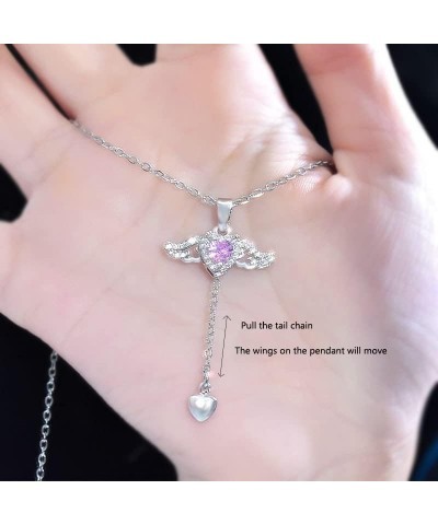 Angel Wings Necklace For Women, Y2K ???? ????? ??????? ??????? Moveable Necklaces To My Daughter Handmade Cubic Zirconia Teen...