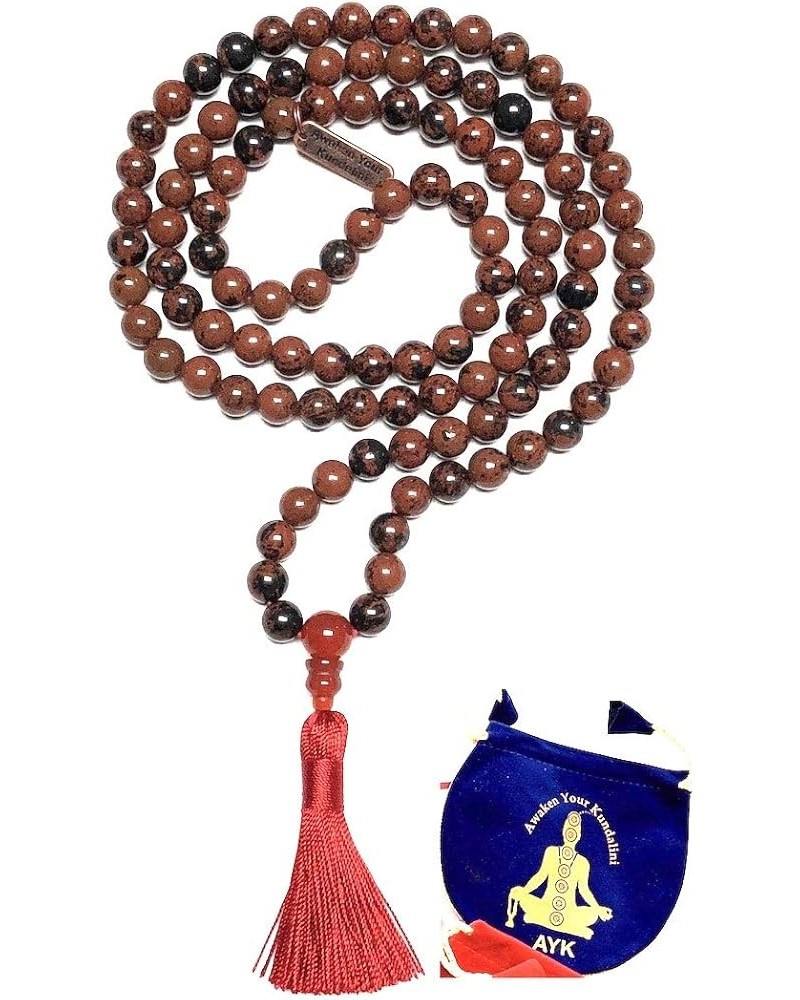 108 Mala Beads Necklace - Reiki Healing Crystals - Handmade Buddhist Prayer Beads Mahogany Obsidian 6 mm $28.31 Necklaces