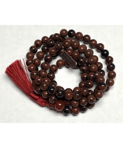 108 Mala Beads Necklace - Reiki Healing Crystals - Handmade Buddhist Prayer Beads Mahogany Obsidian 6 mm $28.31 Necklaces