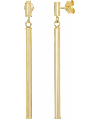 Italian 14k Yellow Gold Tube Vertical Bar Dangle Drop Earrings 1.8" 2mm 1.4grams $39.78 Earrings