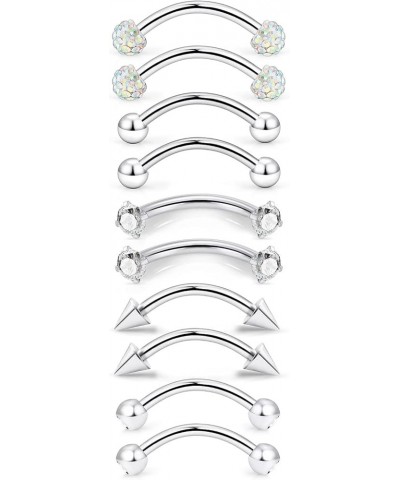 16G Rook Eyebrow Rings 316L Surgical Steel Eyebrow Piercing Rings Clear CZ Curved Barbell Helix Daith Piercing Body Jewelry f...