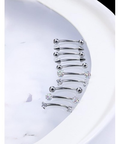 16G Rook Eyebrow Rings 316L Surgical Steel Eyebrow Piercing Rings Clear CZ Curved Barbell Helix Daith Piercing Body Jewelry f...