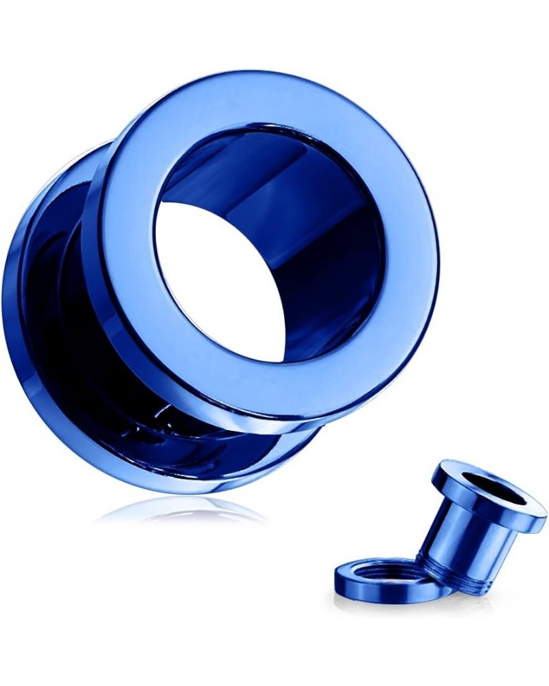 Blue Anodized 316L Surgical Steel Ear Flesh Tunnel - Sold by Piece 10.0 Millimeters $11.03 Body Jewelry