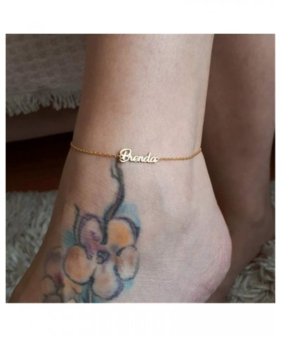 Personalized Name Ankle Bracelet for Women Custom Layered Name Anklet with Initials 18K Gold Plated Graduation Gift Customize...