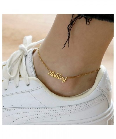 Personalized Name Ankle Bracelet for Women Custom Layered Name Anklet with Initials 18K Gold Plated Graduation Gift Customize...